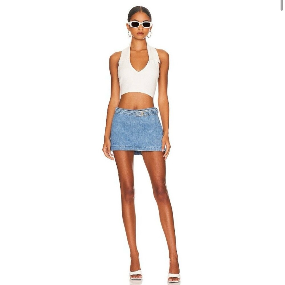 EB denim Wrap Mini Skirt in Daphne Size S NWT